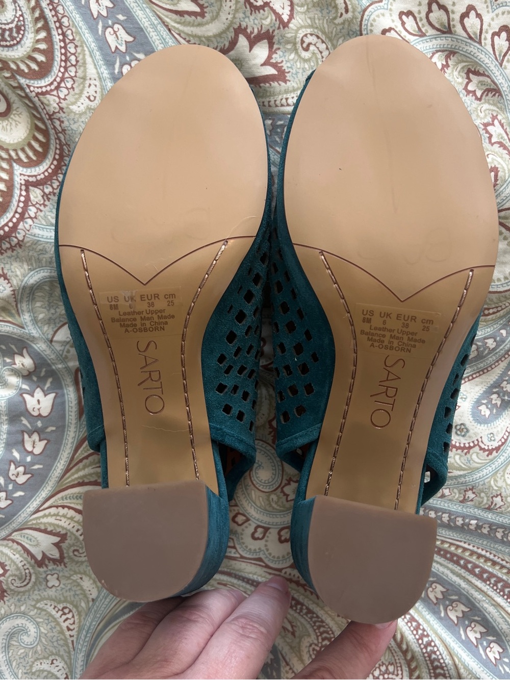 SARTO By Franco Sarto Harlet2 Teal Suede Slingbacks Size 8 - Picture 8 of 9